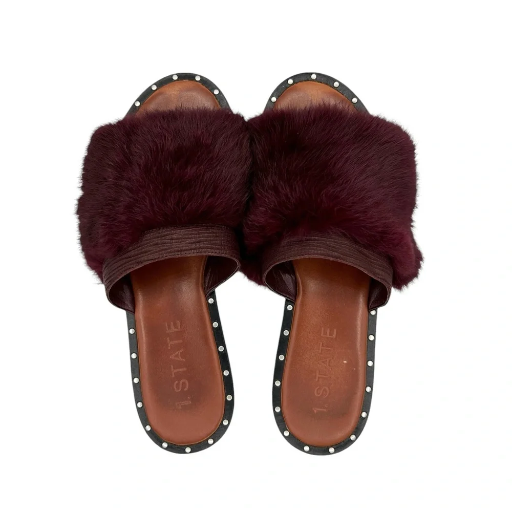 1. State Carrisma Fur Studded Slide Sandals (8M)